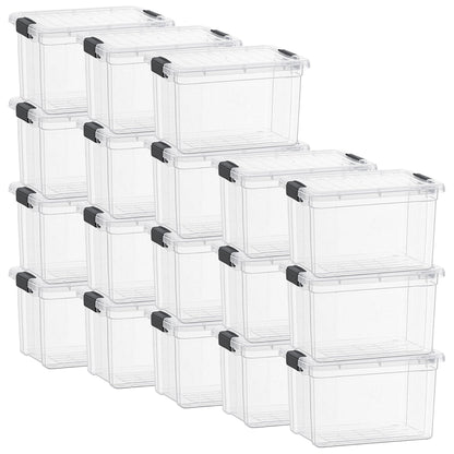 Superio Storage Bins with Lids- Clear Boxes for Organizing, Stackable Plastic Containers- BPA Free