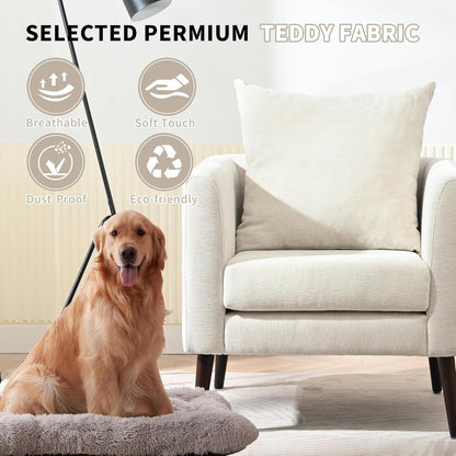 Barrel Accent Chair with Back Pillow, Large Upholstered Armchair with Solid Wood Legs Modern Reading Chairs for Living Room Bedroom