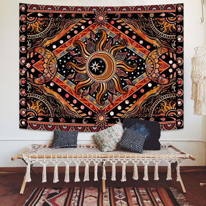Lunerfex Hippie Sun and Moon Tapestry Bohemian Celestial Tapestries Aesthetic Tapestry for Bedroom and Living Room Decor Sun and Moon 36×48 Inches