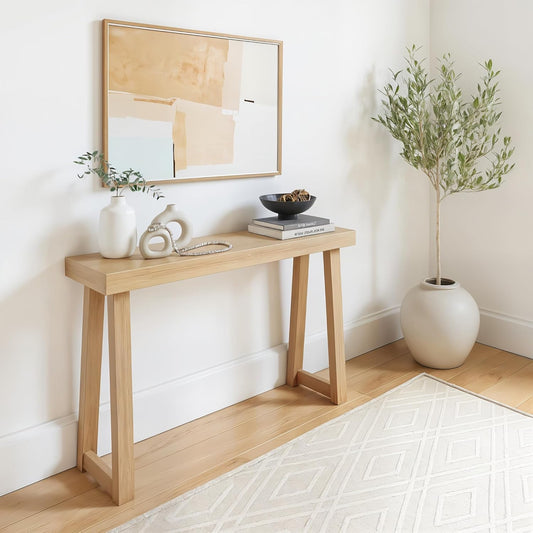 Plank+Beam Solid Wood Console Table, 46.25 Inch, Sofa Table, Narrow Entryway Table for Hallway