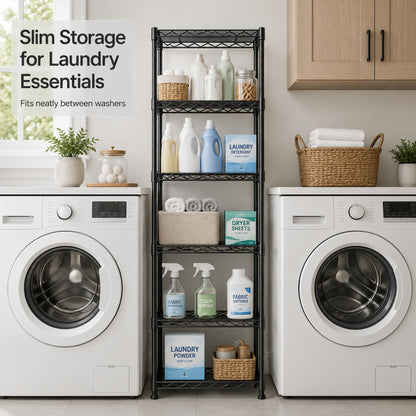 GRANNY SAYS 6-Tier Narrow Storage Shelves for Small Spaces, 15.8" W Metal Shelving Unit, Adjustable