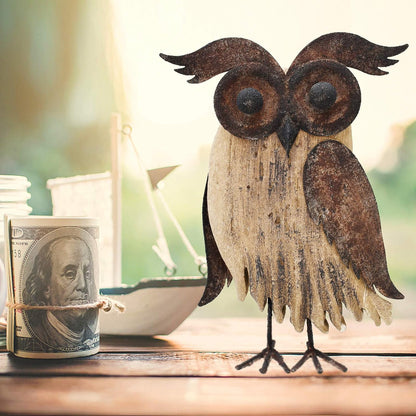 Rustic Owl Figurines Decor Animal Statue for Home - Wooden Stand Owl Sculptures Decorations for Living Room Bedroom - Shelf Decoration Decorative Tabletop Collection (Owl Family)