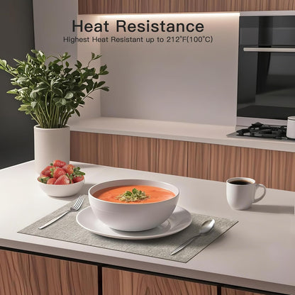 DOLOPL Placemats Set of 6, Reversible Wipeable & Heat Resistant Place Mats, Modern Faux Leather Table Mats for Kitchen, Neutral Waterproof Tablemats for Dining Table Decor, Wedding, Party(Grey)