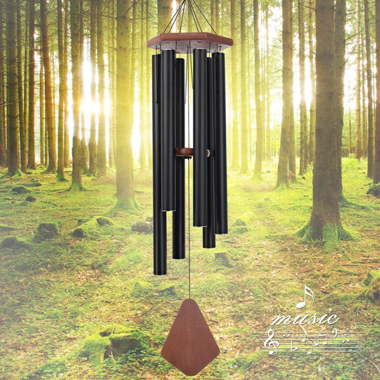Wind Chimes for Outside Large Deep Tone, 44 Inch Black Memorial Windchimes, Outdoor Wind Chimes
