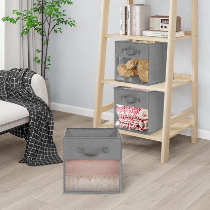 STORAGEIDEAS Storage Bins with Clear Window, 11x11 Storage Cubes, Collapsible Cube Storage Box