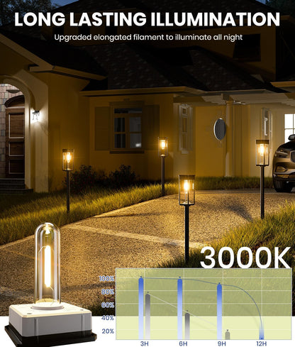 Solar Pathway Lights Outdoor, 4 Pack Garden Lights IP65 Waterproof, Bright Solar Powered for Outside Yard Path Lawn Walkway Driveway Lighting Landscape Decor (Warm White)