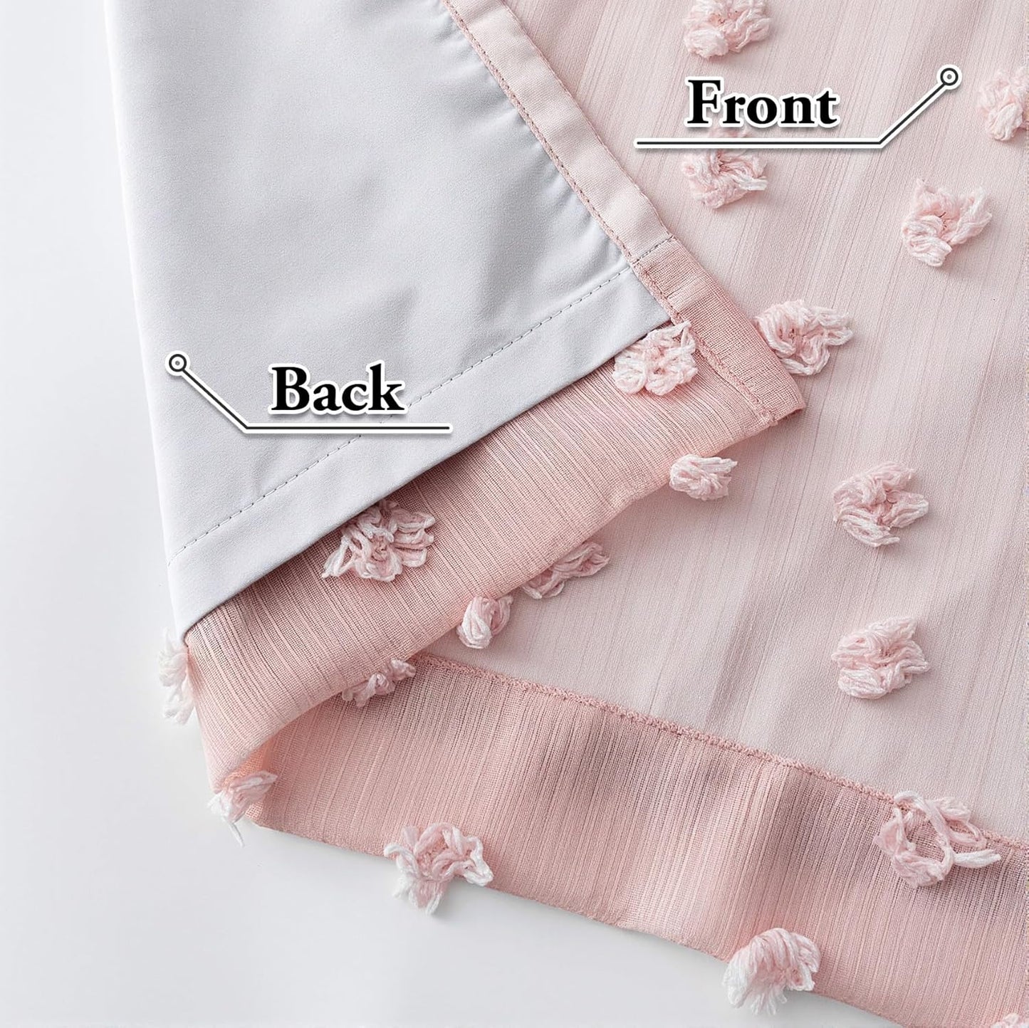 MYSKY HOME Blush Pink Pom Pom Blackout Curtains for Girls Bedroom 63 Inch Long 100% Room Darkening Curtain for Kids Room 2 Panels Small Window Treatment Grommet 2 Layered Drapes Toddler 52W x 63L