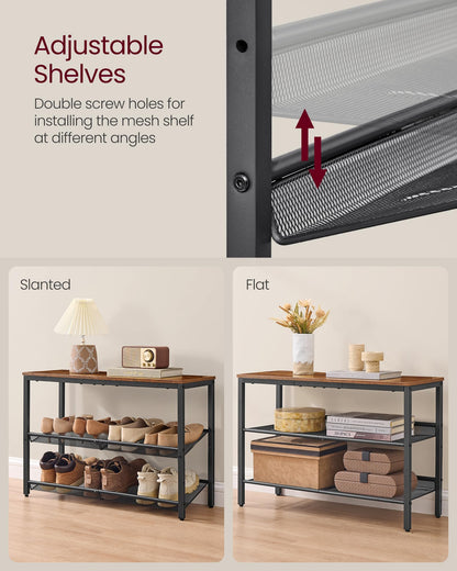 VASAGLE Shoe Rack for Entryway, Freestanding, Adjustable, Industrial