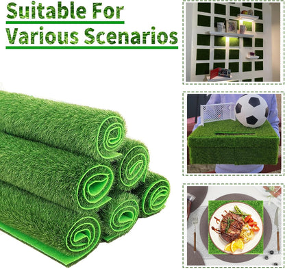 24 Packs 6 X 6 Inch Fake Grass Decor for Crafts, Artificial Grass for Dollhouse Miniature Ornament Projects, Model Turf Grass for DIY Fairy Garden Accessories and Decor Kit