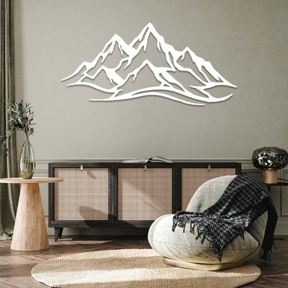 METALPLEX Mountain Range Metal Wall Art - Fade-Resistant and Rust-Free Indoor & Outdoor Aluminum Composite Wall Decor - Home Decor Wall Art For Living Room and Bedroom Decorations - White (20" x 10")