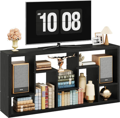 IRONCK Geometric Bookcase 6-Shelf Industrial Bookshelf Black Etagere Bookcase Tall Storage Display Bookshelf with Thicken Shelf for Living Room Home Office