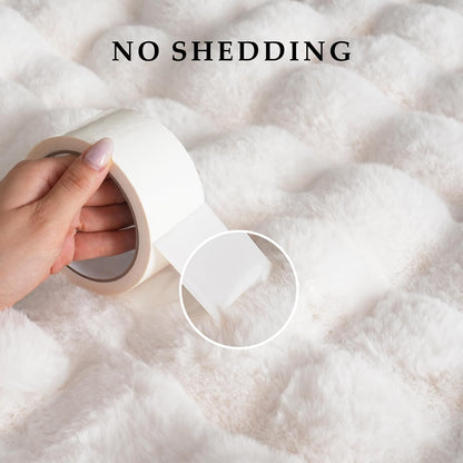 BENVWE Faux Fur Throw Blanket for Couch Bed - Fluffy Soft Thick Bubble Blanket for Living Room Home Decor - Mothers Day Birthday Gifts for Women, Cream White, 63" x 80"