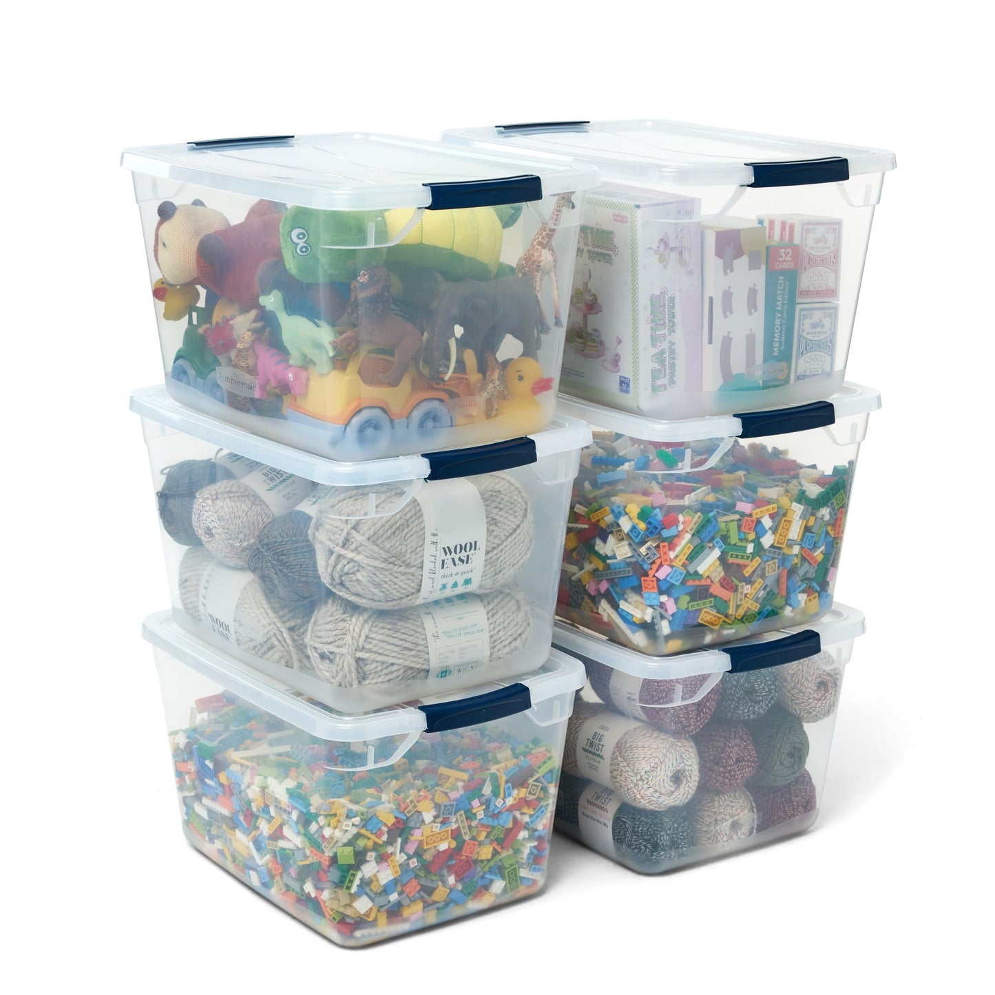 Rubbermaid Cleverstore Clear 32 Qt, 6 Pack Stackable Plastic Storage Bins with Lids, Great for