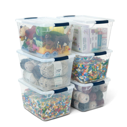Rubbermaid Cleverstore Clear 32 Qt, 6 Pack Stackable Plastic Storage Bins with Lids, Great for