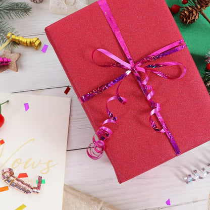 BEISHIDA 500 Yards Hot Pink Crimped Curling Ribbon Shiny Metallic Balloon String Roll Gift Wrapping Ribbon for Party Festival Art Craft Decor Florist Flowers Decoration