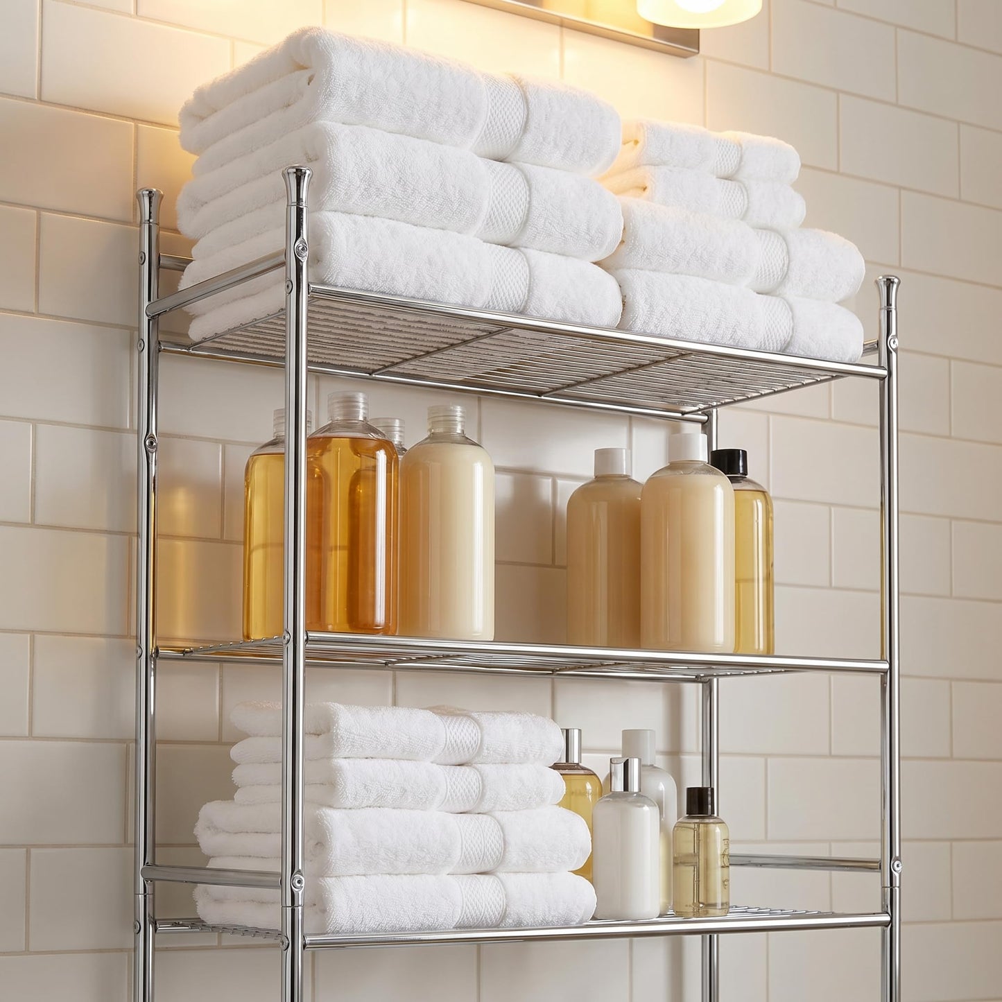 Honey-Can-Do 3-Tier Metal Bathroom Shelf Space Saver, Over The Toilet Storage Rack Organizer