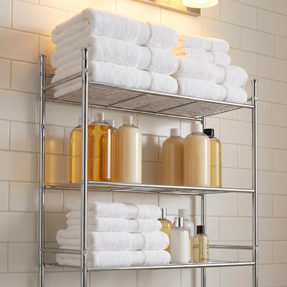 Honey-Can-Do 3-Tier Metal Bathroom Shelf Space Saver, Over The Toilet Storage Rack Organizer