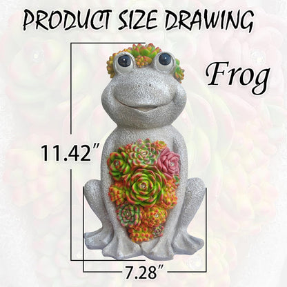 Large Frog Solar Garden Outdoor Statues with Succulent and 8 LED Lights,Outside Solar Frog Art Decor for Lawn,Yard, Balcony Ornament