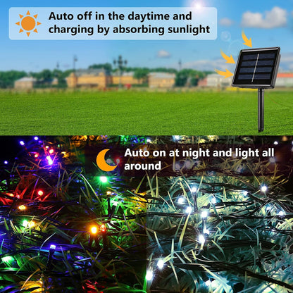 Joomer Color Changing Christmas Lights, 2 Pack Total 144FT 400 LED 12 Modes Solar String Lights Waterproof Twinkle Fairy Lights for Garden Yard Patio Christmas Decoration (White to Multicolor)