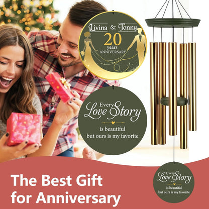 ASTARIN Wedding Memory Day Gifts Wind Chimes Customized, Personalized Wind Chimes 2025, for Couple Women Men, Deep Tone Wooden Windchime
