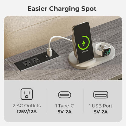 SUPERJARE 70 Inch Console Table with Outlets and USB-C Port, Extra Long Behind Couch Sofa Table with X-Shaped Design, Narrow for Entryway, Living Room, Metal Frame, Wooden Top, Grey