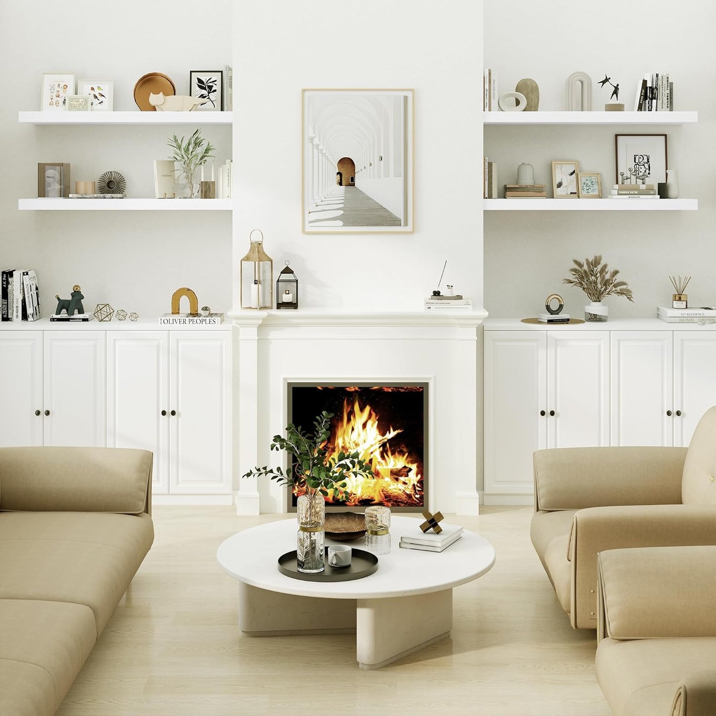 Heimlove White Bathroom Shelves Floating Shelves for Wall Shelf Over Toilet Long Wall Mounted Modern Farmhouse,48 x 12 Shelves with Invisible Brackets for Living Room, Kitchen, Bedroom