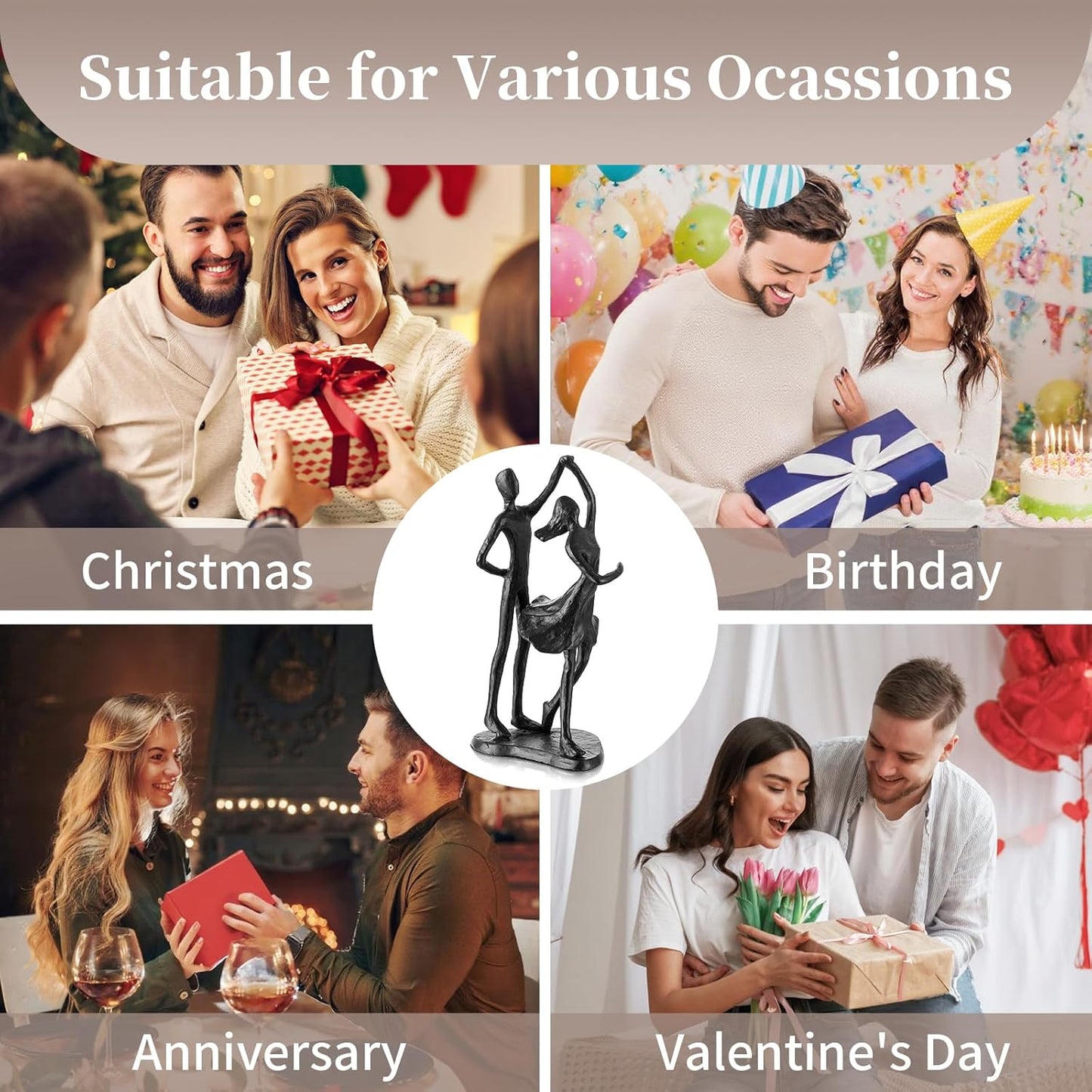 Sziqiqi Anniversary Wedding Gift for Couple: Iron 6th Anniversary Wedding Gifts for Her - Unique Couple Sculpture Iron Gifts for 6 Year - Cast Iron Statue for Women Him Wife