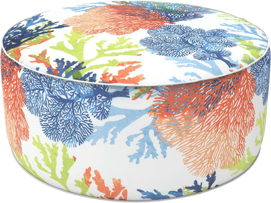 LVTXIII Outdoor Inflatable Ottoman, Patio Fade-Resistant Footrest Stool with Handle, Portable Round