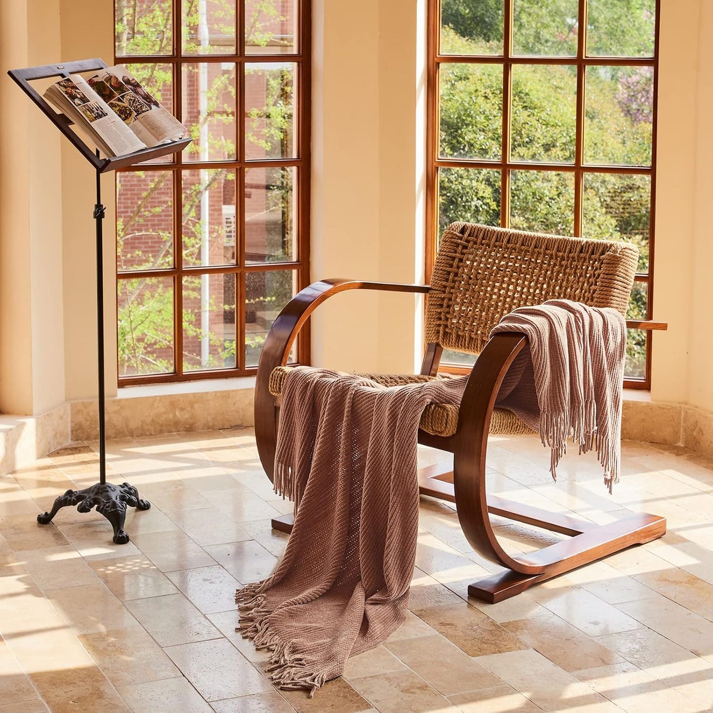 lifein Pink Throw Blanket for Couch, Soft Boho Decor Bed Throw,Cozy Chenille Knitted Small Farmhouse Lightweight Throw for Spring(Pink,50 * 60")