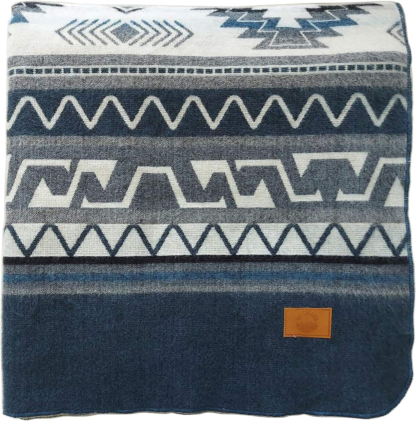 Off the Grid Inca Aztec Throw Blanket | Southwest Indian Navajo Boho Style | Native Woven Western Cover for Camping, Bedding, Couch (King, Cotopaxi Slate)