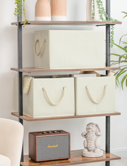 StorageWorks Storage Baskets for Shelves, Foldable Fabric Closet Storage Bins with Handles, Fabric Storage Bins Clothes Organizer, Beige, White & Ivory, 3-Pack, Extra Large