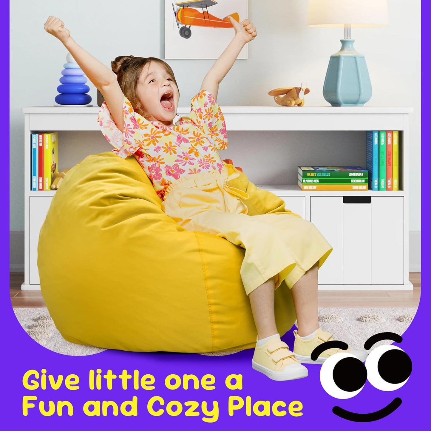 Hobestluk Bean Bag Chairs 2.5FT Bean Bag Chair with Memory Foam Filled & Machine Washable Cover,Beanbag Chair, Small Bean Bag Chairs for Playroom, Living Room, Bedroom