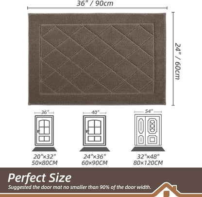 BEQHAUSE Dirt Trapper Door Mat 24" x 36", Doormat Non-Slip Entryway Rugs Washable, Dog Door Mat Stain Resistant and Absorbent Welcome Floor Mat for Front Back Door, Muddy Wet Shoes & Paws, Light Brown