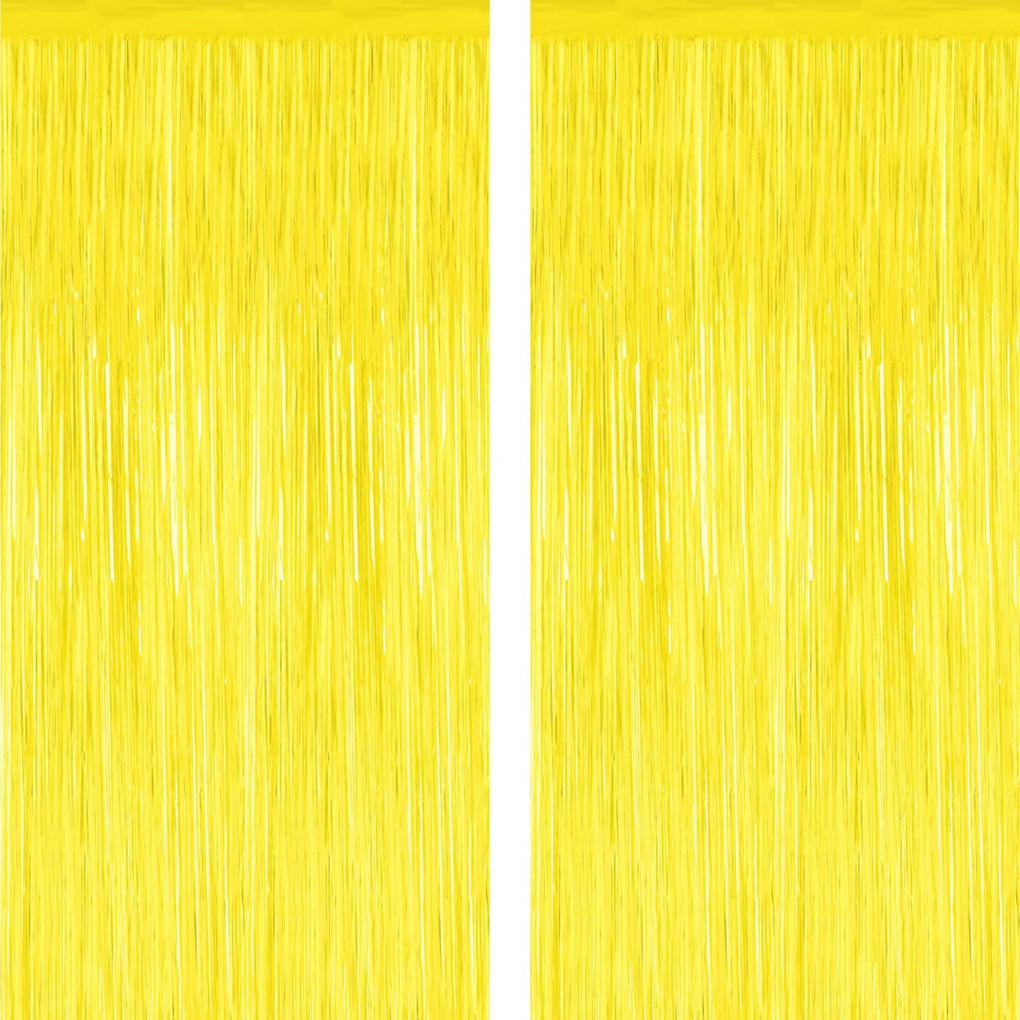 2 Pack Backdrop Curtains, 3.28 FT x 7.05 FT Yellow Color Tinsel Backdrop, Metallic Foil Backdrop Fringe Curtains Party Streamer, Party Decorations Photo Backdrop for Birthday