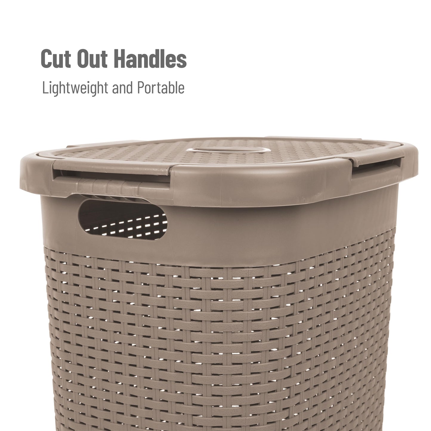 Mind Reader Slim Laundry Hamper with Lid, 60L Tall Clothes Basket, Narrow Tapered Design for