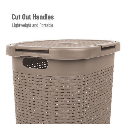 Mind Reader Slim Laundry Hamper with Lid, 60L Tall Clothes Basket, Narrow Tapered Design for