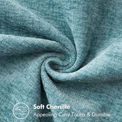 MIULEE Pack of 2 Couch Throw Pillow Covers 18x18 Inch Coastal Smoke Blue Farmhouse Decorative Pillow Covers with Stitched Edge Soft Chenille Solid Dyed Spring Pillow Covers for Sofa Bed Living Room