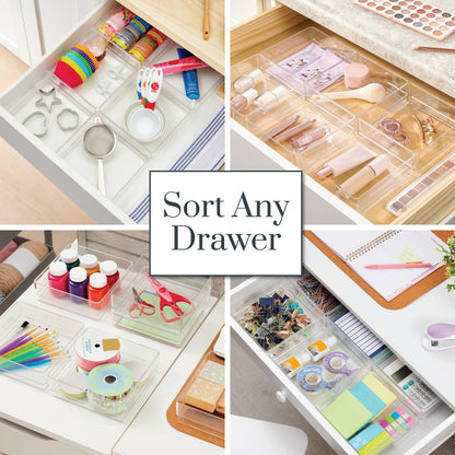 STORi SimpleSort 6-Piece Stackable Clear Drawer Organizer Set | 6" x 6" x 2" Square Trays | Small