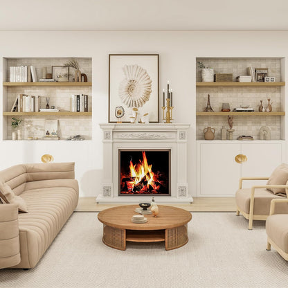 12 Inch Deep Floating Shelves 48 inch Long, 48 x 12 Wide Wall Shelves with Invisible Brackets, Heavy Duty Shelf for Bedroom Bathroom Living Room Kitchen Office Home Decor, Modern Shelf Set of 2, Oak