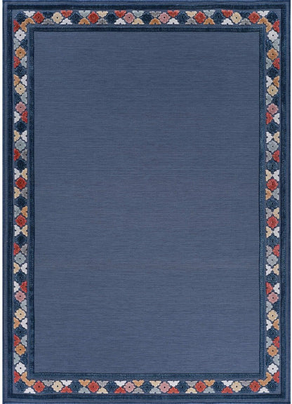 Beverly Rug Outdoor Rug 6x9 Modern Bordered Area Rugs for Indoor and Outdoor Patio Easy to Clean Non Shedding Living Room Porch Garden Washable Outside Carpet (6 x 9 Blue)