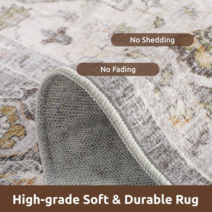 AMOAMI-Area Rug 6X9 Rugs for Living Room-Vintage Soft Grey Rugs for Bedroom-Non Slip Carpet-Machine Washable Rug for Dining Room Living Room Bedroom Office Under Table