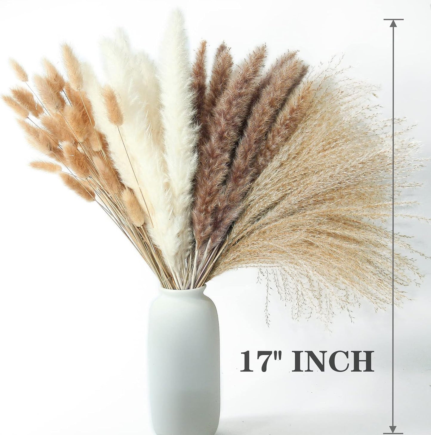 123 PCS Dried Flower Bouquet – Pampas Grass, Floral Decor for Home, Wedding, and Boho Style | Perfect for Vases, Fall, Spring, Summer, and Winter Arrangements