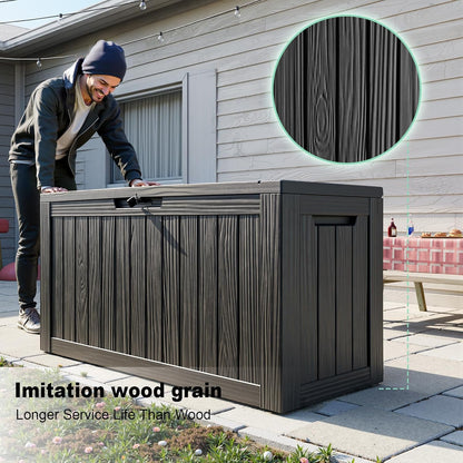 Vixzen 85 Gallon Resin Deck Box, Lockable Outdoor Storage Box for Patio Cushions Storage Furniture,Garden Tools, Pool Supplies, Weatherproof and UV Resistant