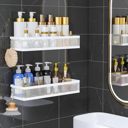 PUSDON Metal Wall Hanging Basket 2 Packs DIY Suitable for Multiple Scenes - Large White Netting