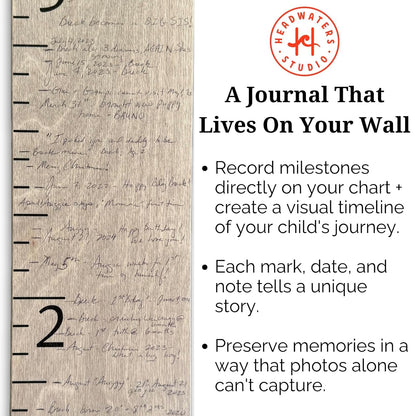 Wooden Growth Chart – Kids Height Chart, Wall Measurement for Kids, Height Chart for Wall, Growth Ruler for Children – Our Growing Family, Natural (63"x6.7")