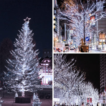 (Warm White ⇋ Cool White) Solar Christmas String Lights Outdoor, 2-Pack Total 80FT 200 LED Solar Twinkle Lights, Waterproof Copper Wire 8 Modes Solar Fairy Lights for Garden Tree Christmas Party Decor