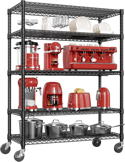 IZEUK Garage Shelving Wide Storage Shelves 5 Tier Metal Shelves 4000 LBS Heavy Duty Adjustable Utility Shelf Rack Black 23.6" D x 53.1" W x 73.6" H