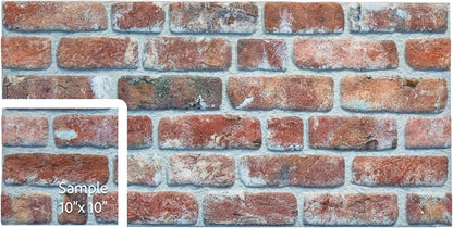 Dundee Deco 3D Wall Panels Faux Brick - Cladding Red Brown Stone Look Wall Paneling, Styrofoam, Sample, Size 10 x 10 in.