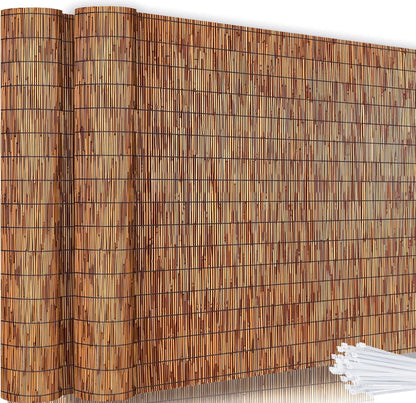 Bamboo Reed Fencing, Light Russet Bamboo Fence Rolls 3 Feet High, Decorative Reed Curtains Privacy Screen Outdoor for Patio Garden Balcony Backyard, 3 x 16 FT (2 Pcs)