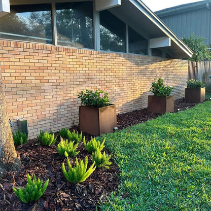 Corten Steel Planter Box Metal Planters Square Outdoor Steel Planter Cube Rustic Flower Pot 16 Inch Integral Durable Antique for Commercial Residential Garden Patio Deck and Backyard